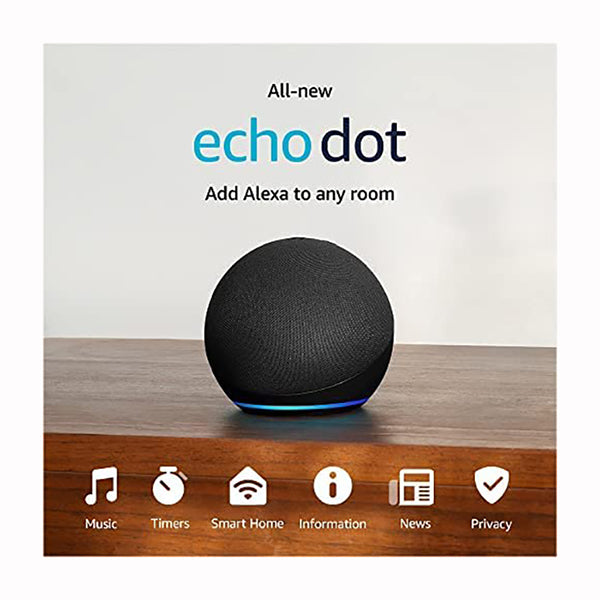Amazon Smart Speakers Charcoal / Brand New / 1 Year All-New Echo Dot (5th Gen, 2022 release) | Bigger vibrant sound in a compact smart speaker with Alexa