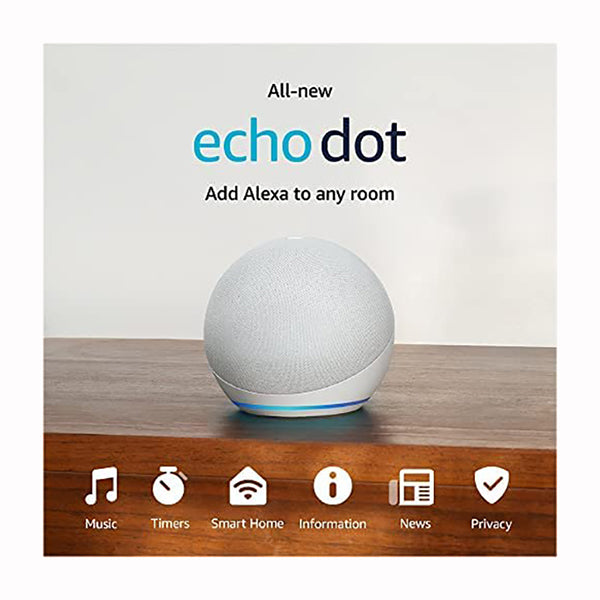 Echo Dot (5th Gen, 2022 release) Smart speaker with Alexa Glacier White