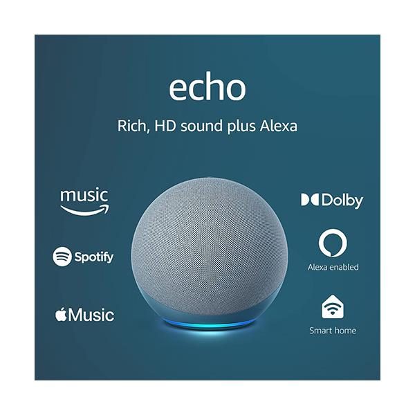 Amazon Smart Speakers Twilight Blue / Brand New / 1 Year Echo (4th Gen) | With premium sound, smart home hub, and Alexa