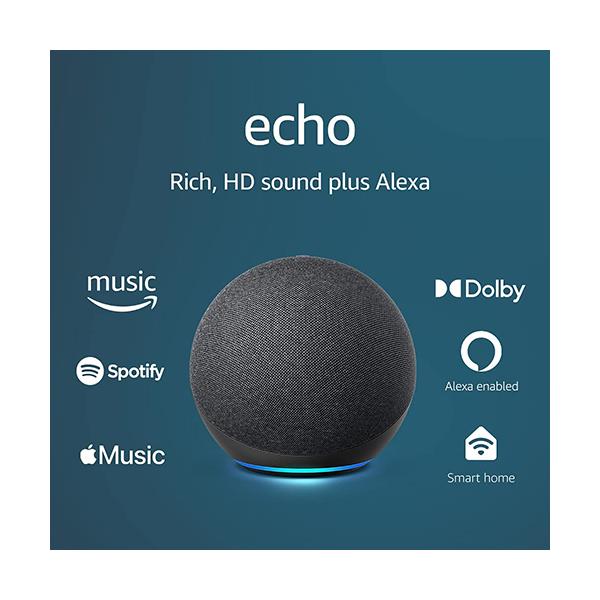 Amazon Smart Speakers Charcoal / Brand New / 1 Year Echo (4th Gen) | With premium sound, smart home hub, and Alexa