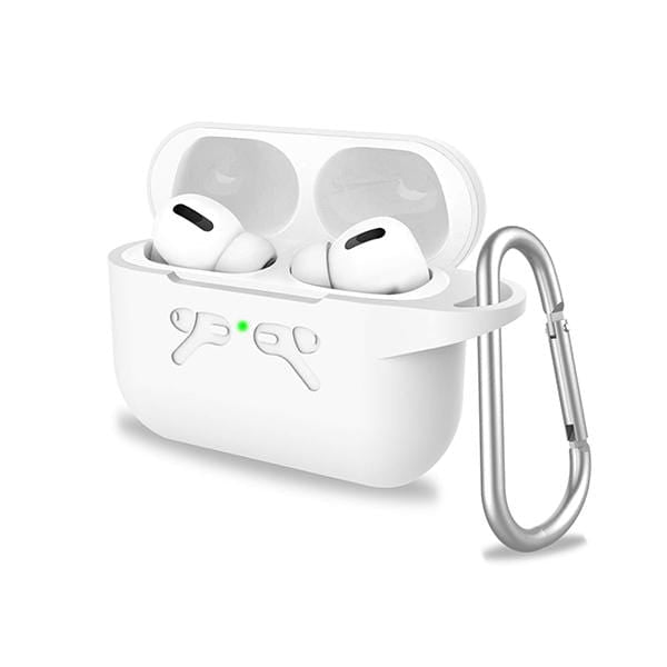 Mobileleb.com Cases & Screen Protectors White Airpods Pro Silicone Protective Case with Anti-Lost Carabiner, Well Fits and Durable Anti-Shock
