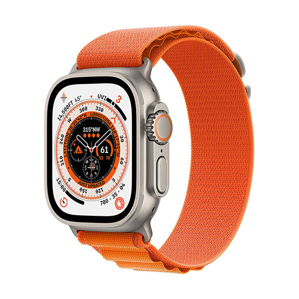 Apple Smartwatch, Smart Band & Activity Trackers Orange Alpine Loop / Brand New / 1 Year Apple Watch Ultra GPS + Cellular 49mm Smart Watch w/Rugged Titanium Case, Fitness Tracker, Precision GPS, Action Button, Extra-Long Battery Life, Brighter Retina Display
