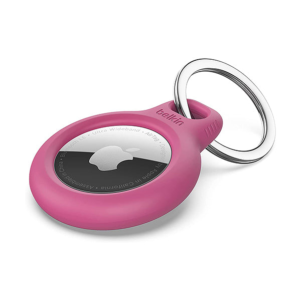 Belkin Apple AirTag Accessories Pink Belkin, F8W973BTPNK AirTag Case with Key Ring, Secure Holder Protective Cover for Air Tag with Scratch Resistance Accessory - pink, 1 pack
