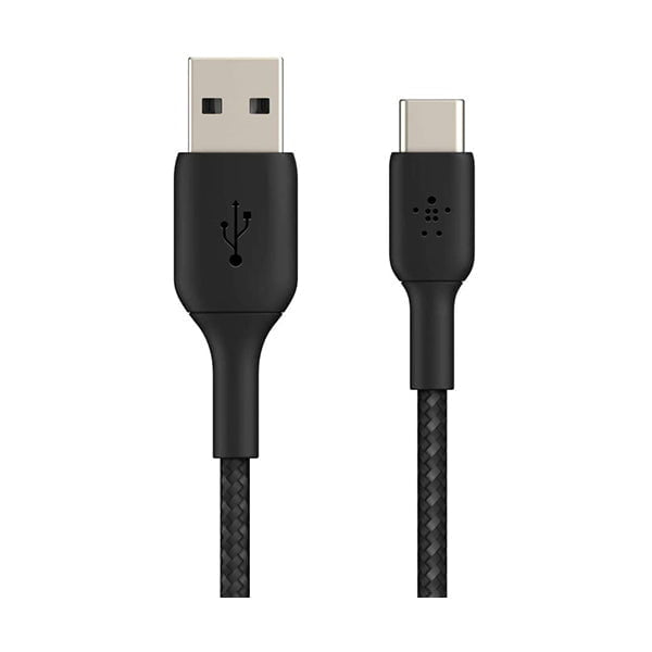 Belkin Cables Black / Brand New / 1 Year Belkin CAB002bt2MBK Braided USB-C Cable Boost Charge USB-C to USB Cable, USB Type-C Cable for Samsung, iPad Pro, Nintendo Switch and more, 2m