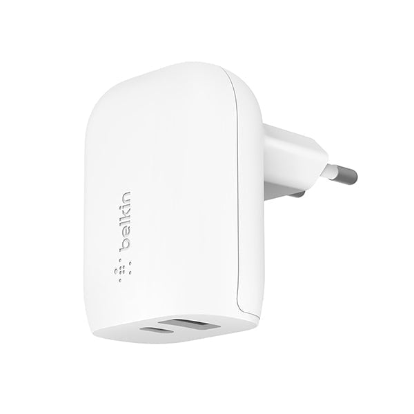 Belkin Chargers & Power Adapters White / Brand New / 1 Year Belkin, WCB008VFWH 32W PD Dual Standalone Home Charger (20W USB-C&12W USB-A) (EU Plug)