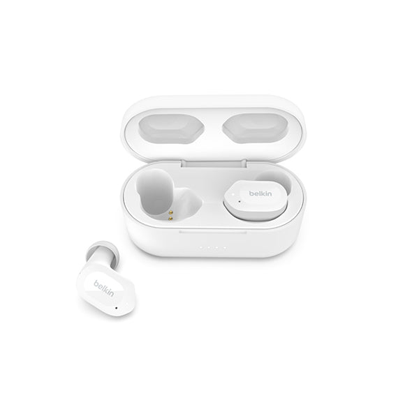 Belkin Headsets & Earphones White / Brand New / 1 Year Belkin, AUC005BTWH Sound form Play Full Wireless Earphones, Bluetooth 5.2, 6mm Driver, 4 Microphone Call Technology, Call Noise Reduction, Up to 38 Hours Music Playback, Splashproof, IPX5