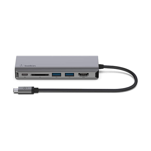 Belkin Hubs Silver / Brand New / 1 Year Belkin, AVC008BTSGY USB C Hub, 6-in-1 MultiPort Adapter Dock with 4K HDMI, USB-C 100W PD Pass-Through Charging, 2 x USB A, Gigabit Ethernet Ports and SD Slot for MacBook Pro, Air, iPad Pro, XPS and More