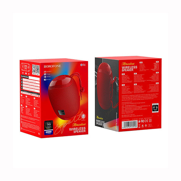 Borofone Portable Speakers & Audio Docks Red / Brand New Borofone Wireless speaker BR6 Miraculous, Bluetooth, 2 Hours of Music