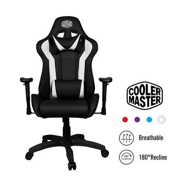 Cooler Master Gaming Chairs White Cooler Master Caliber R1, PC Gaming Racing Chair Ergonomic High Back Office Chair, Seat Height and Armrest Adjustment, Recliner, Cushions with Headrest and Lumbar Support