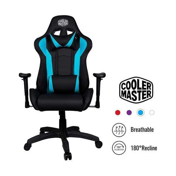 Cooler Master Gaming Chairs Cyan-blue Cooler Master Caliber R1, PC Gaming Racing Chair Ergonomic High Back Office Chair, Seat Height and Armrest Adjustment, Recliner, Cushions with Headrest and Lumbar Support
