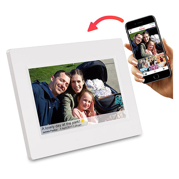 Feelcare Digital Photo Frames White / Brand New / 1 Year Feelcare 7 Inch Smart WiFi Digital Picture Frame with Touch Screen, Send Photos or Small Videos from Anywhere, IPS LCD Panel, Built in 8GB Memory, Wall-Mountable, Portrait & Landscape, DPF7000