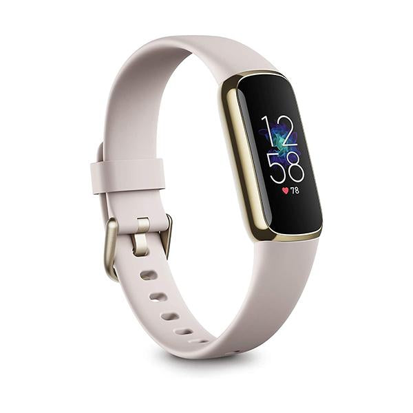 Fitbit Smartwatch, Smart Band & Activity Trackers Lunar White/Soft Gold Stainless Steel / Brand New / 1 Year Fitbit Luxe Fitness and Wellness Tracker with Stress Management, Sleep Tracking and 24/7 Heart Rate, One Size