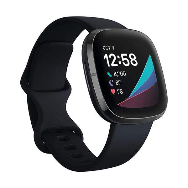 Fitbit Smartwatch, Smart Band & Activity Trackers Carbon/Graphite / Brand New / 1 Year Fitbit Sense Advanced Smartwatch with Tools for Heart Health, Stress Management & Skin Temperature Trends, One Size (S & L Bands Included)