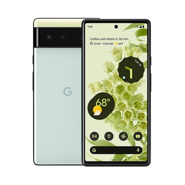Google Mobile Phone Sorta Seafoam / Brand New / 1 Year Google Pixel 6, 8GB/128GB, 6.4″ AMOLED, 90Hz, HDR10+ Display, Octa core, Dual Rear Cam 50MP + 12MP, Selfie Cam 8MP