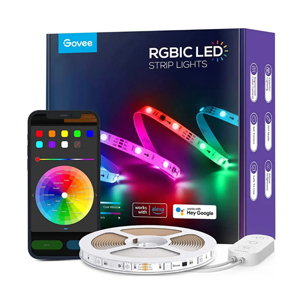 Govee Smart Lamps Brand New Govee RGBIC Led Strip Lights 5m Music Mode, Works with Alexa, Works with Hey Google, Govee Home App, H61432D3