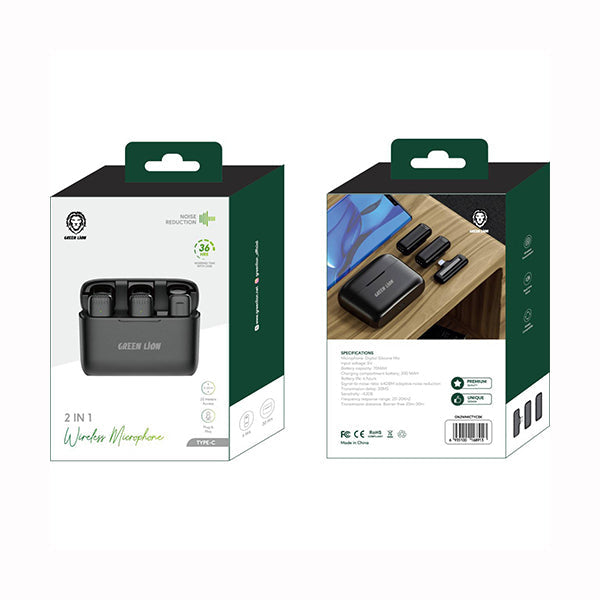 Green Lion Microphones Black / Brand New Green Lion 2 in 1 Wireless Microphone ( Type-C Connector )