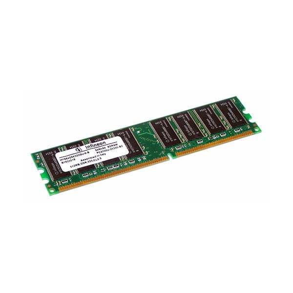 Infineon Computer Memory Infineon, HYS64D64320GU-6-B, 512MB DDR PC2700U 333MHz Memory DIMM 184-pin