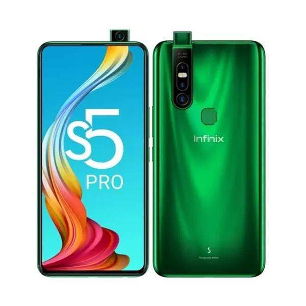 Infinix Mobile Phone Forest Green / Brand New / 1 Year Infinix S5 Pro, 6GB/128GB, 6.53 Inch IPS LCD Screen, Octa core CPU, Rear Cam Triple 48MP + 2MP + QVGA, Selfie Cam Motorized pop-up 16 MP, Fingerprint (rear-mounted) + Free Jelly Case + Protective Film