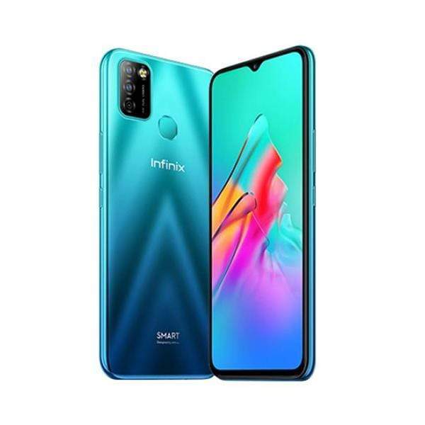 Infinix Mobile Phone Cyan Infinix Smart 5, 3GB/64GB, 6.6 Inch IPS LCD Screen, Quad core CPU, Dual Rear Cam 8MP + 2MP, Selfie Cam 8MP, Fingerprint (rear-mounted) + Free Jelly Case + Protective Film