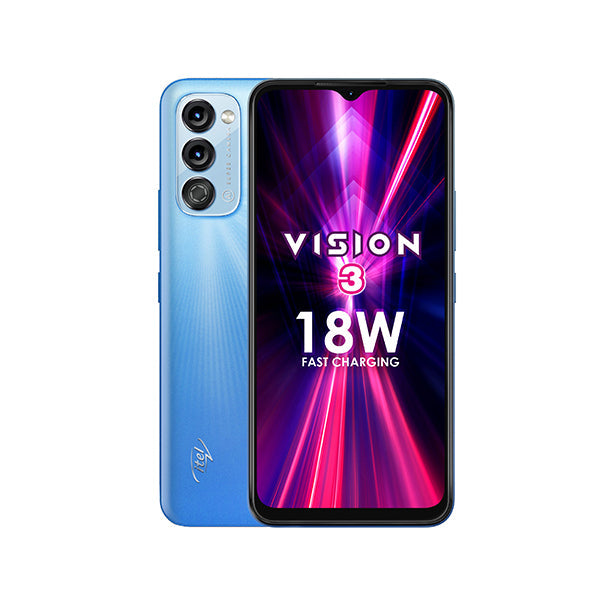 itel Mobile Phone Blue / Brand New / 1 Year itel Vision 3, 3GB/64GB, 6.6″ HD+ Waterdrop Display, Octa core, Dual Rear Cam 8MP, Selfie Cam 5MP