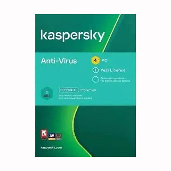 Kaspersky Antivirus & Internet Security Brand New Kaspersky Anti-Virus Essential PRotection - 4 Users Authentic Middle East Version - 1 Year, Retail Box