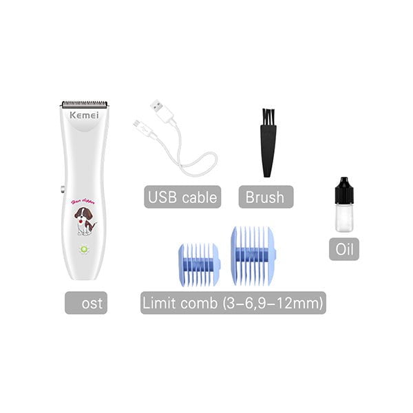 Kemei Personal Care & Well-Being White / Brand New / 1 Year Kemei, KM-1051 Relchargeable Pet Grooming Clipper
