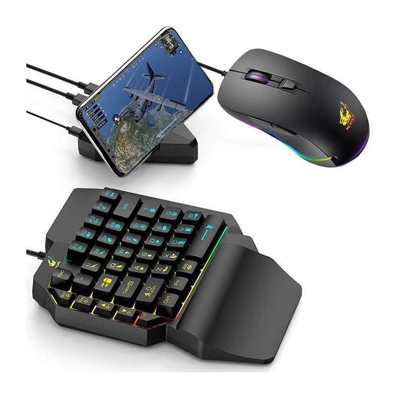 LexonElec@ Mobile Game Controller Rainbow Backlight Breathing Keyboard and Mouse Converter One-Hand Gaming Keyboard