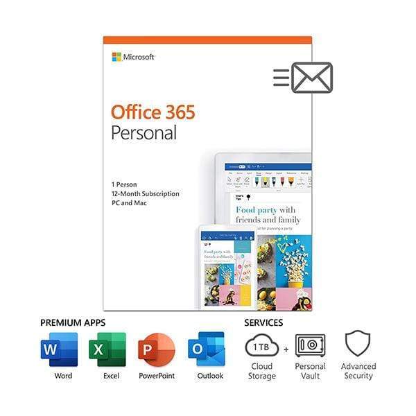 Microsoft Office & Accounting Microsoft Office 365 Personal Edition - 1 License for PC or MAC + 1 License for Tablet or Smartphone
