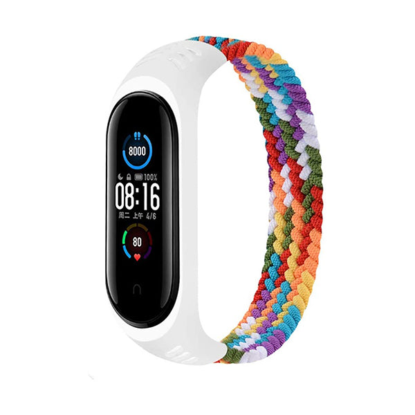 Mobileleb Smartwatch & Smart Band Accessories Rainbow Bracelet For Xiaomi Mi Band 6, Band 5 and 4 Braided Solo Loop Strap, Nylon Stretchy Sport Replacement Wristband, 160mm