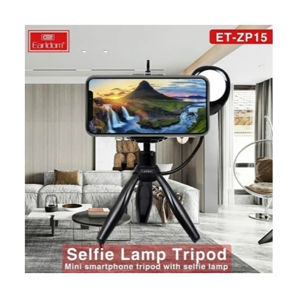 Mobileleb Tripods Black / Brand New Earldom (ET-ZP15) 360 Degree Rotate Mini Smartphone Tripod with Selfie Lamp