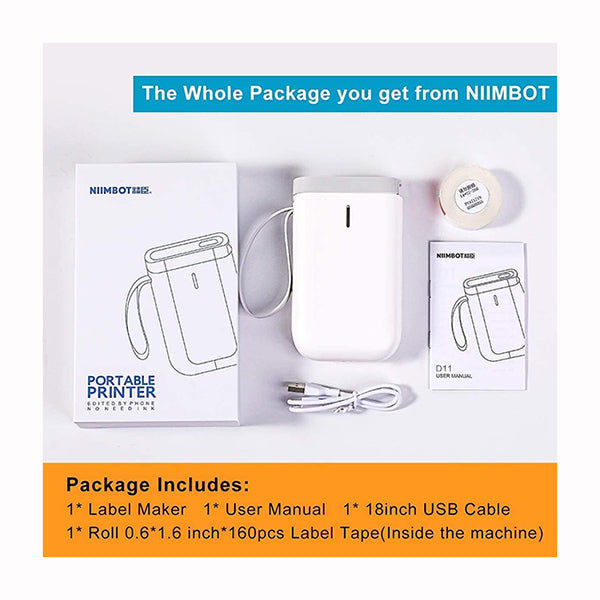 NIIMBOT Label Maker Machine, D11 Label Printer with 1 Roll Tape, Portable  Wireless Mini Label Makers Multiple Templates Available for Home Office