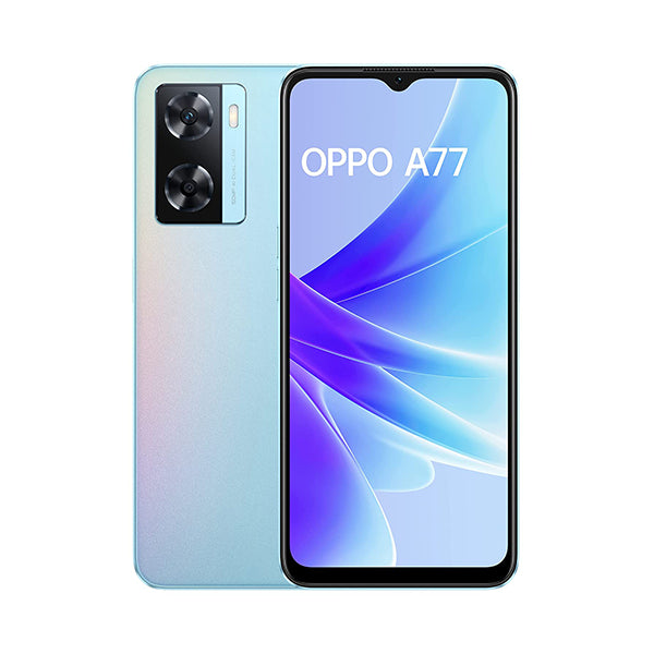 OPPO Mobile Phone Sky Blue / Brand New / 1 Year OPPO A77 4GB/128GB, 6.56″ IPS LCD 90Hz Display, MediaTek MT6765G Helio G35 (12 nm), Dual Rear Cam 50MP + 2MP, Selfie Cam 8MP