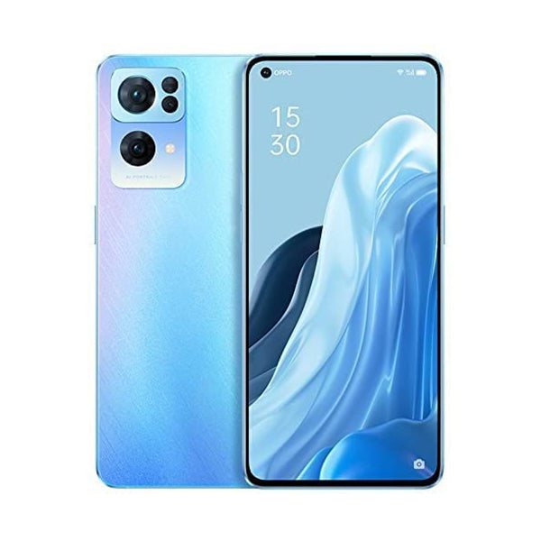 OPPO Mobile Phone Startrails Blue / Brand New / 1 Year Oppo Reno7 5G, 8GB/256GB, 6.43″ AMOLED 90Hz Display, Octa-core, Triple Rear Cam 64MP + 8MP + 2MP, Selfie Cam 32MP