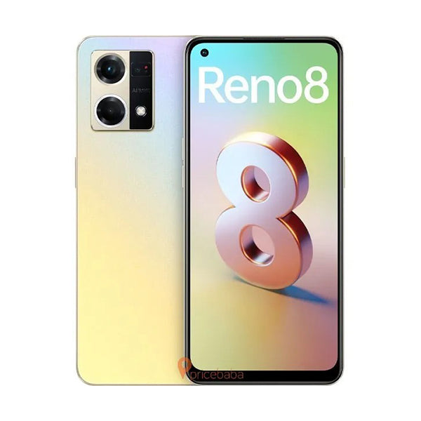 OPPO Mobile Phone Shimmer Gold / Brand New / 1 Year Oppo Reno8, 8GB/256GB, 6.4″ AMOLED 90Hz Display, MediaTek Dimensity 1300 (6 nm), Triple Rear Cam 50MP + 8MP + 2MP, Selfie Cam 32MP