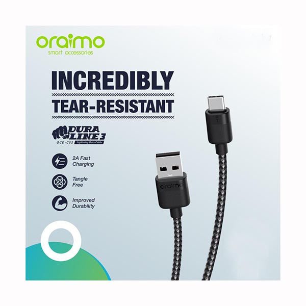 Oraimo Cables Black / Brand New / 1 Year Oraimo Dura Line 3, Tear-resistant, Type-C to Type-C Data Cable, OCD-C32