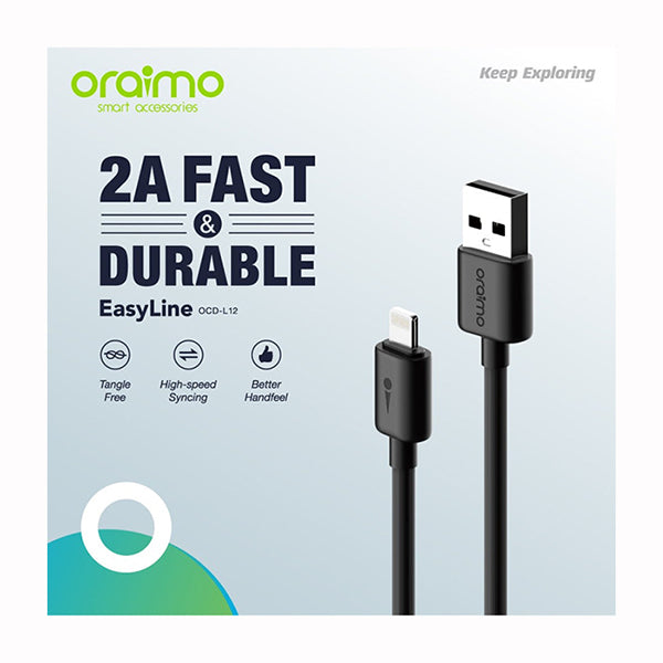Oraimo Cables Black / Brand New / 1 Year Oraimo EasyLine Cable OCD-L12 Lightning