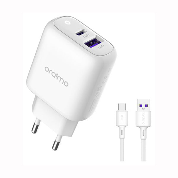 Oraimo Chargers & Power Adapters White / Brand New / 1 Year Oraimo Charger Powercube 2Pro OCW-E96D Fast Charging 5A Type-C