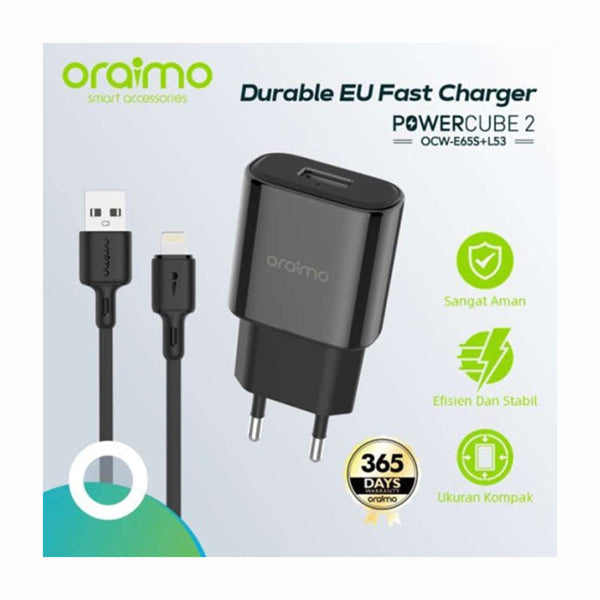 Oraimo Chargers & Power Adapters Black / Brand New / 1 Year Oraimo  Powercube 2 OCW-E65S+L53 Fast Charging