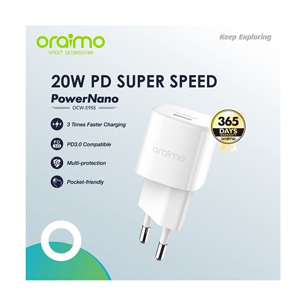 Oraimo Chargers & Power Adapters White / Brand New / 1 Year Oraimo PowerNano OCW-E95S