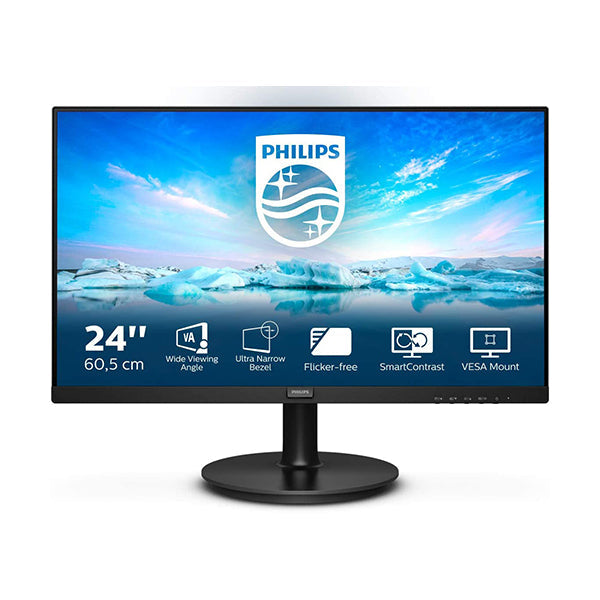 Philips Monitors Black / Brand New / 3 Years Philips 241V8LA- 24 Inch FHD Monitor, 75Hz, 4ms, VA, Speakers LowBlue, Flickerfree (1920 x 1080, 250 cd/m², HDMI/VGA)