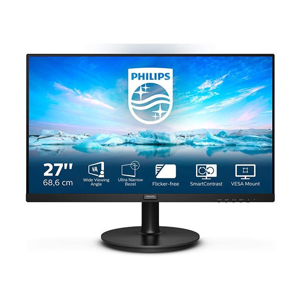 Philips Monitors Black / Brand New / 3 Years Philips 271V8LA - 27 Inch FHD Monitor, 75Hz, 4ms, IPS, Speakers, AdaptiveSync, Flickerfree (1920 x 1080, 250 cd/m², HDMI/VGA)
