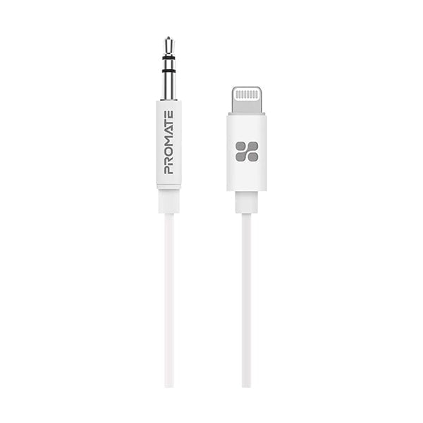 Promate Cables White / Brand New / 1 Year Promate, AudioLink-LT1 3.5mm Audio Cable with Lightning Connector, MFi Certified Lightning to Male Aux Cable with Digital-to-Analog Converter and 1m Tangle Free Cord for iPhone,Car Stereo