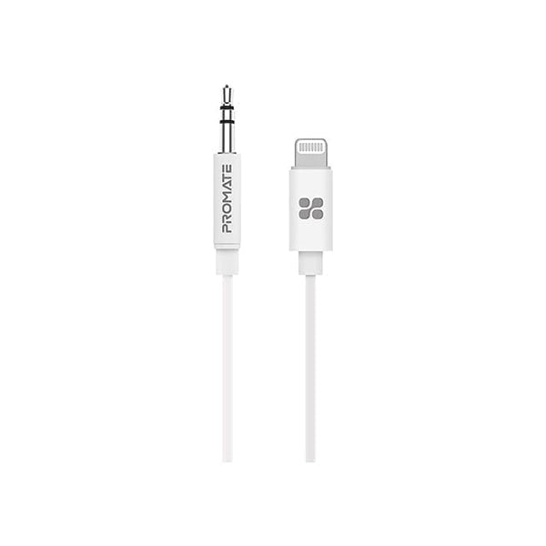 Promate Cables White / Brand New / 1 Year Promate, AudioLink-LT2 Aux Cord for iPhone, Apple MFi Certified Lightning Connector Car Aux Cable with 3.5mm Audio Converter, 2m Cord and Integrated Digital-to-Analog Converter for iPhone, iPad