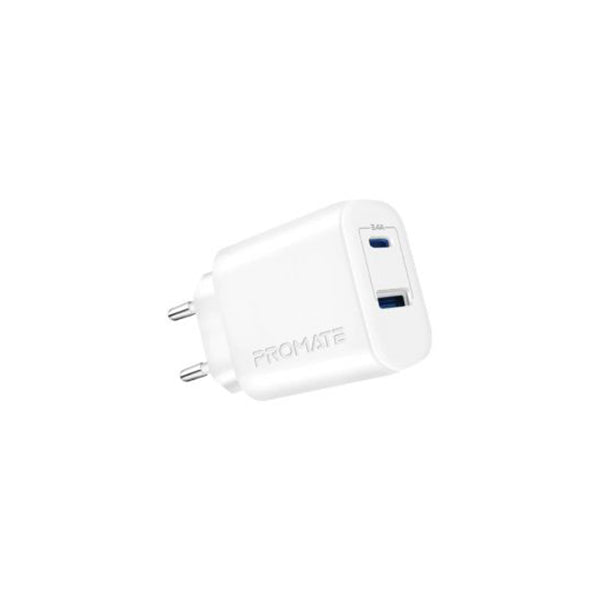 Promate Chargers & Power Adapters White / Brand New / 1 Year Promate, BIPLUG-2.EU 17W High-Speed Dual Port Charger