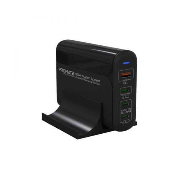 Promate Chargers & Power Adapters Black / Brand New / 1 Year Promate, PowerStorm-PD150.EU 150W Super Speed Compact Charging Station