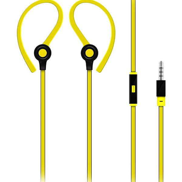 Promate Headsets & Earphones Yellow / Brand New / 1 Year Promate, Jazzy Earbuds, Noise Cancelling In-Ear Over-Ear Wired Earhook Headphones with Built-In Microphone and Stereo Sound Quality for Gym, iPhone, Samsung, Smartphones, Tablets
