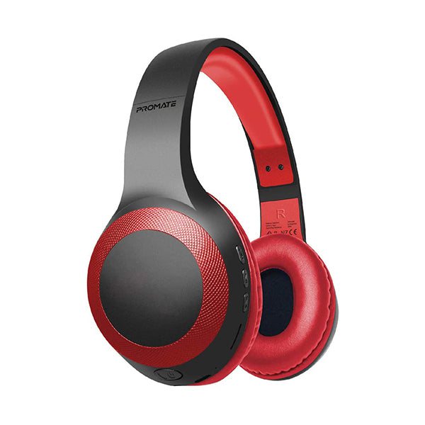 Promate Headsets & Earphones Red / Brand New / 1 Year Promate, Laboca Powerful Wireless Bluetooth V5.0 Headphones with Micro SD, 3.5mm Cable, HiFi Stereo Sound, 5 Hours Battery Life