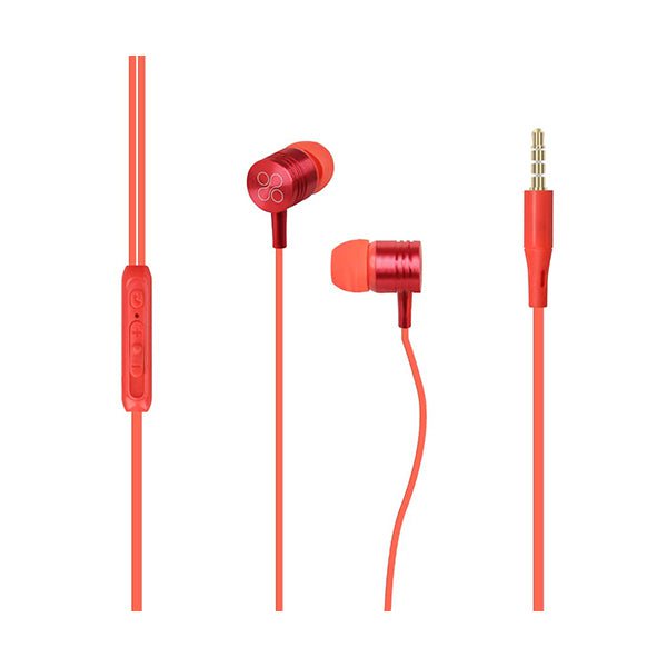 Promate Headsets & Earphones Brand New / 1 Year / Red Promate, Meta Wired Earphones, Metal 3.5mm in-Ear Earphones Stereo Headphones with Crystal Sound, Noise Isolating, Built-in Volume Control and Microphone