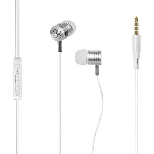 Promate Headsets & Earphones Brand New / 1 Year / White Promate, Meta Wired Earphones, Metal 3.5mm in-Ear Earphones Stereo Headphones with Crystal Sound, Noise Isolating, Built-in Volume Control and Microphone