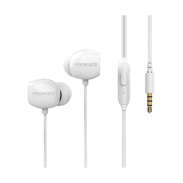 Promate Headsets & Earphones Brand New / 1 Year / White Promate, Presto Wired Earphones, Stereo Noise Isolating in-Ear Headphones with Soft Silicone Buds, 3.5mm Tangle Free Cord and Built-in Microphone